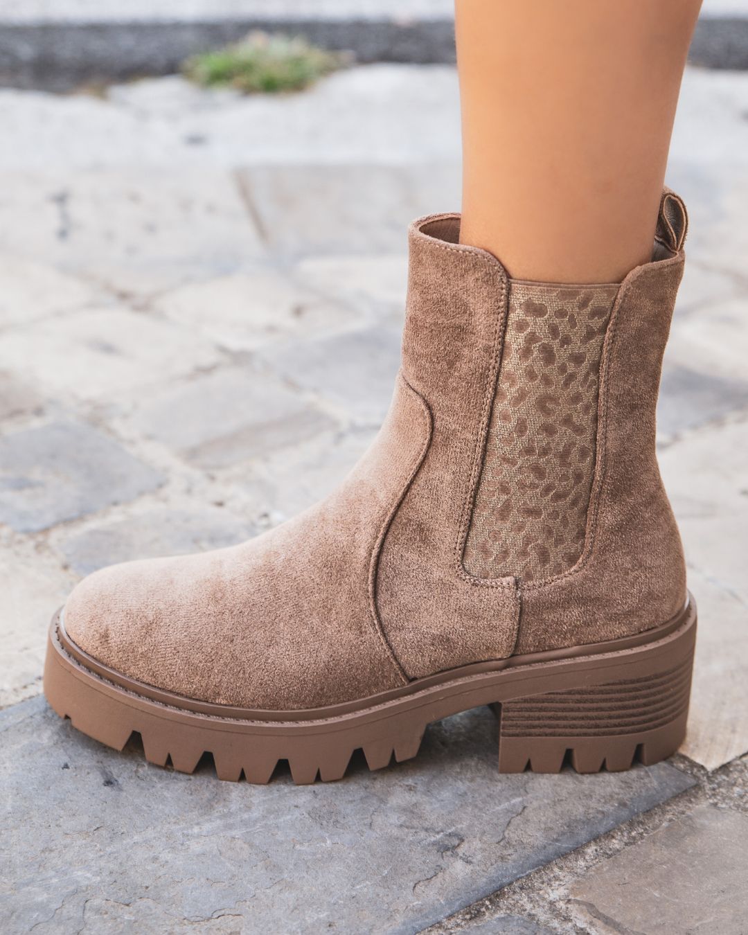 Bottines femme taupe semelle crantée - Alexa - Casualmode.fr