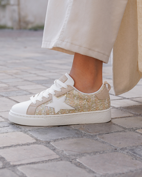 Basket femme étoile beige à lacets - Aicha