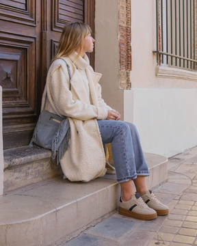 Basket femme compensée taupe à lacets - Ondine