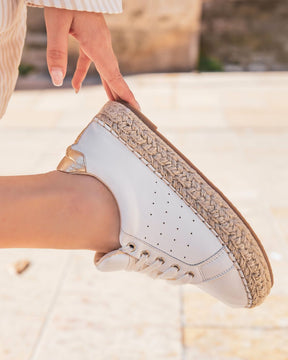 Basket femme espadrille blanche à lacets - Arielle