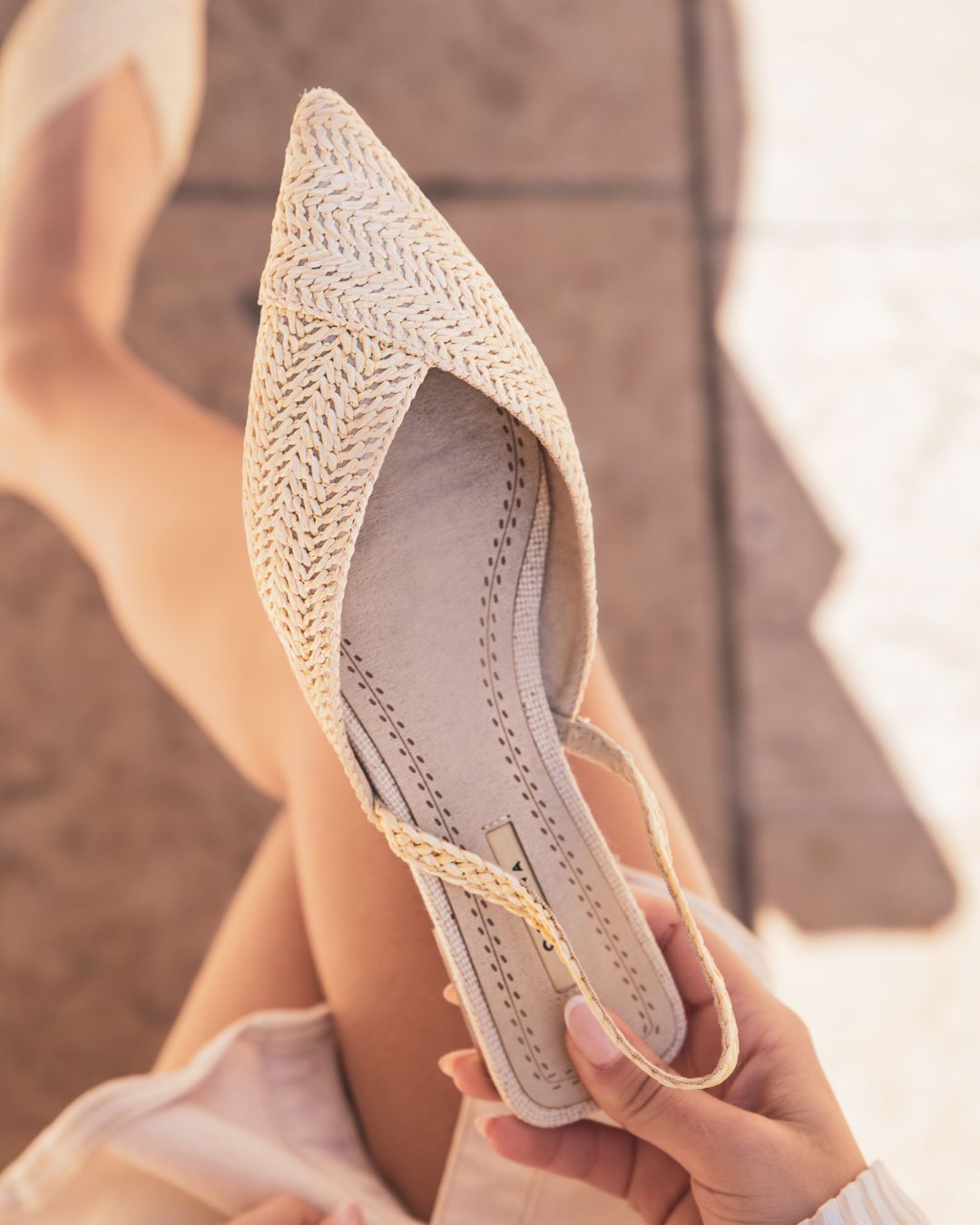 Sandale femme plate escarpin beige - Isabella