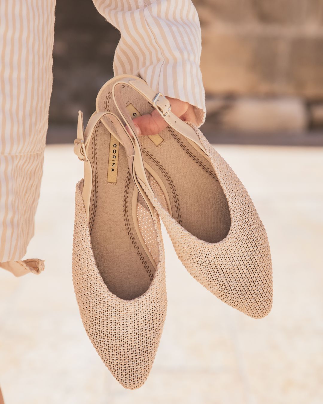 Sandale femme plate escarpin beige - Marjorie