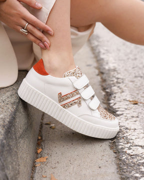 Basket femme orange creepers à scratch - CL73 ORANGE - Casualmode.be