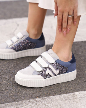 Basket femme bleue creepers à scratch - CL73 BLUE - Casualmode.be