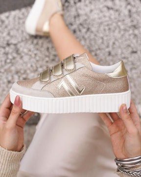 Basket femme dorée creepers à scratch - CL73 GLITTER - Casualmode.be