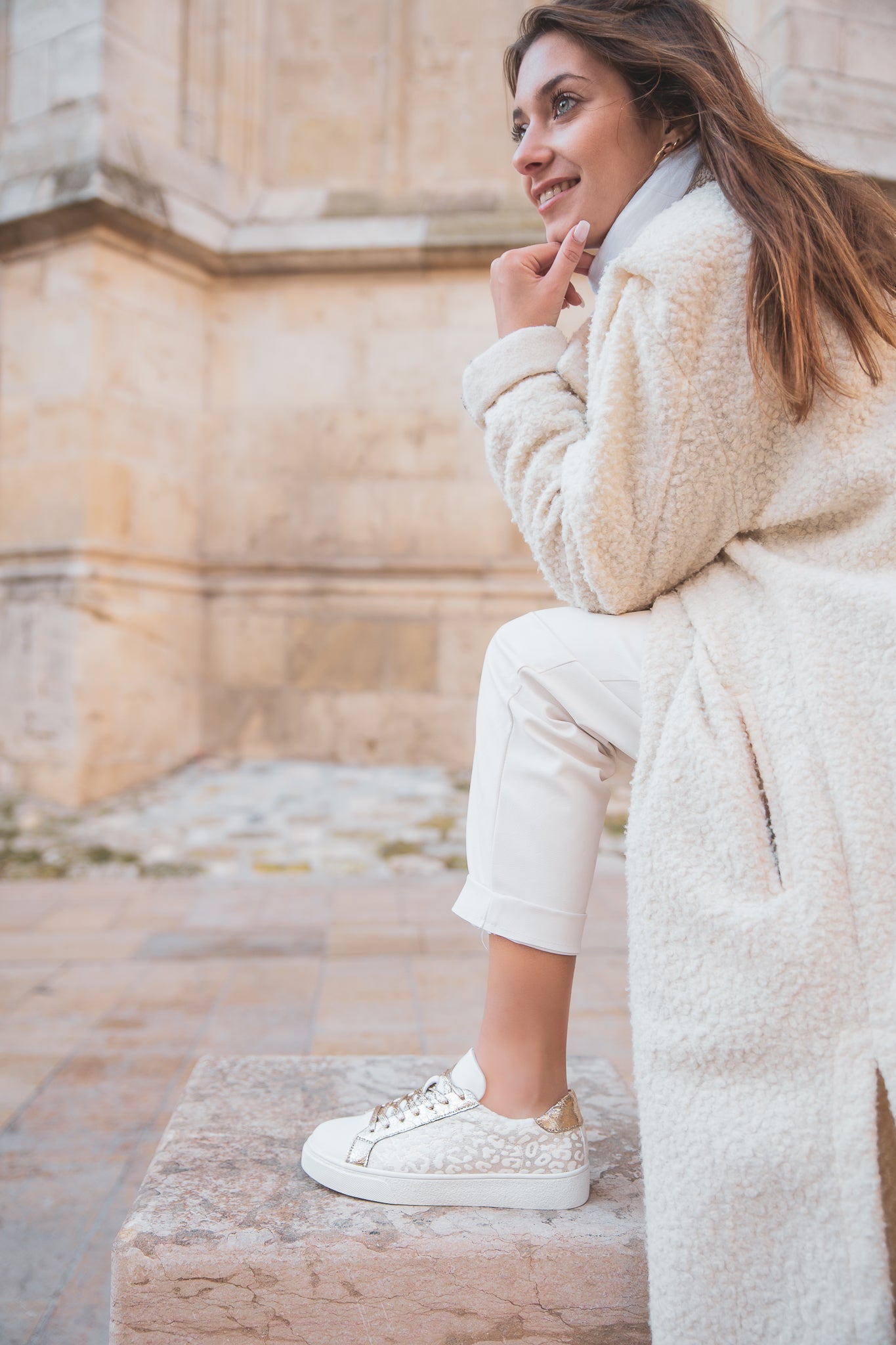 Basket femme blanche et dorée à lacets - Eliana - Casual Mode