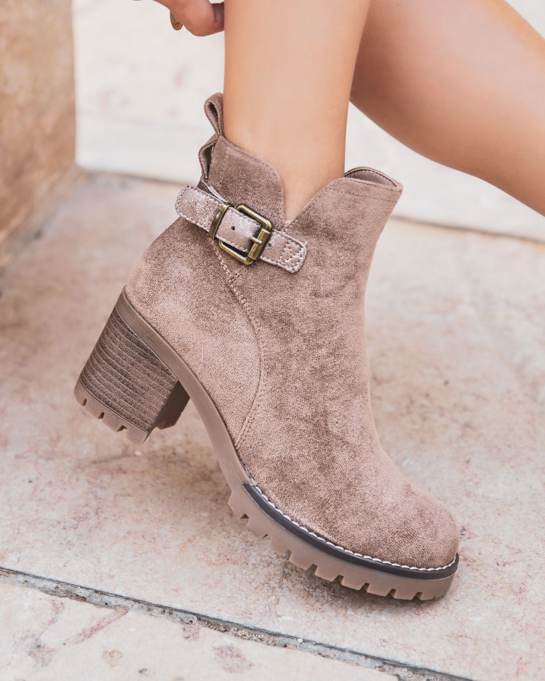 Bottines femme taupe à talon - Kamila