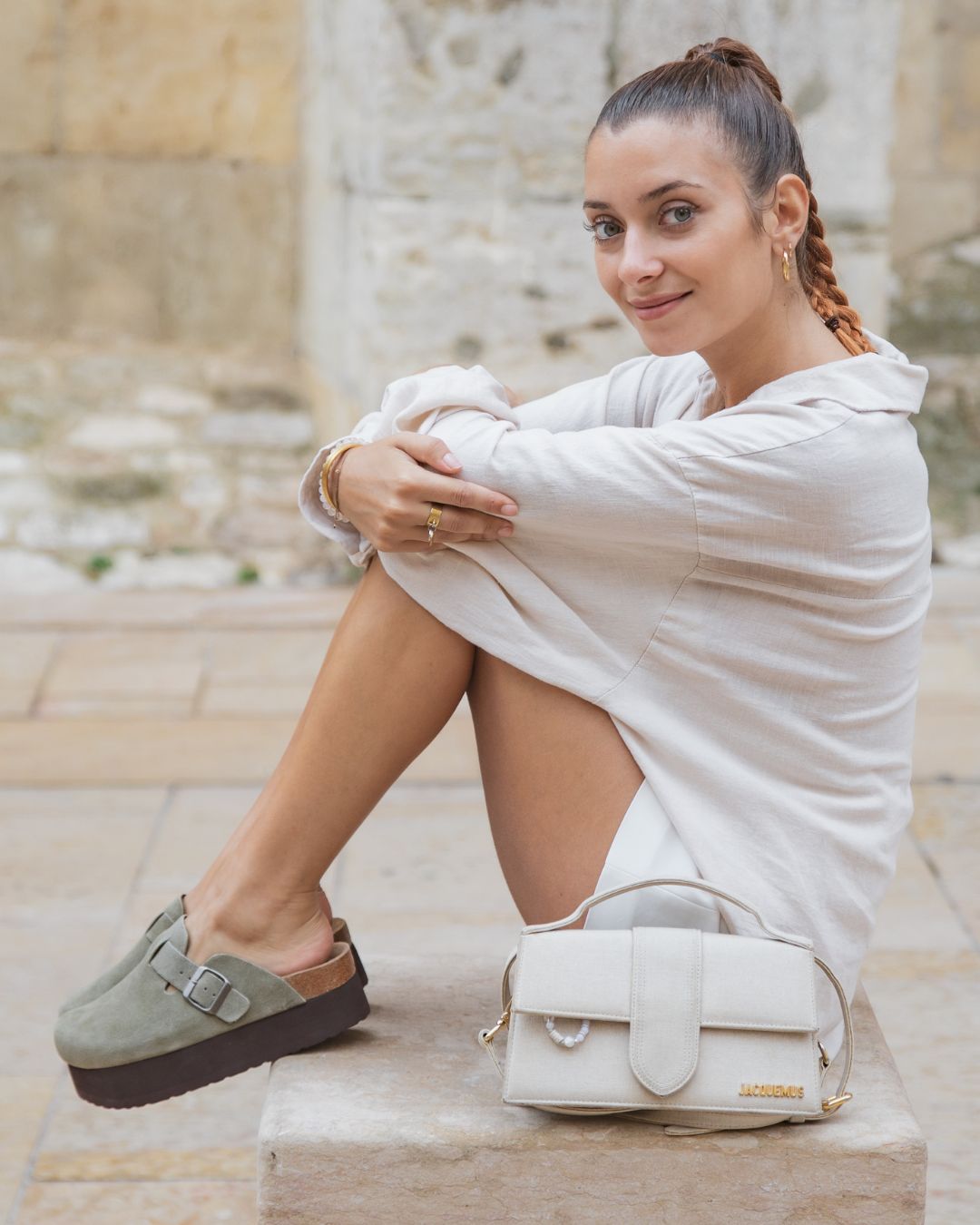 Sabots femme en CUIR kaki avec boucle - Clara