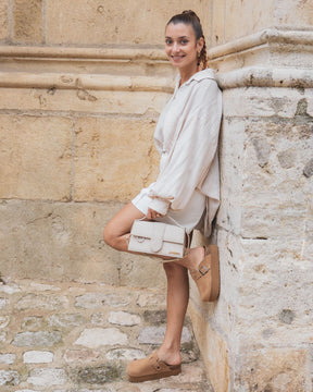 Sabots femme en CUIR camel avec boucle - Clara