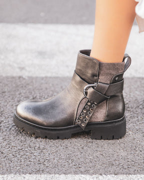 Bottines femme gris métallisé à talon - Paloma