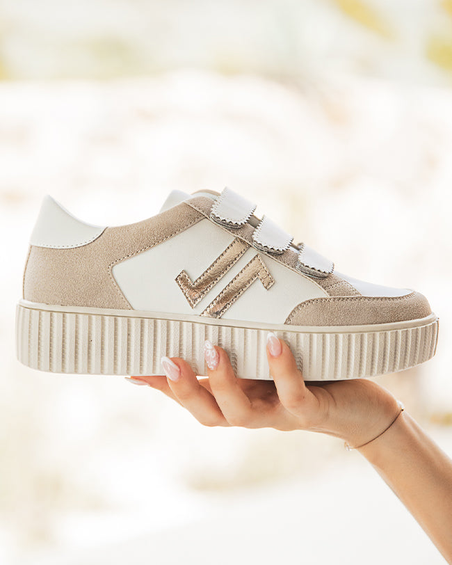 Basket femme dorée creepers à scratch - CL73 GOLD - Casualmode.fr