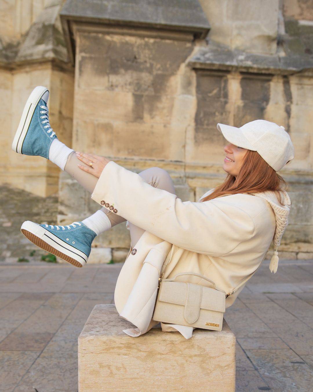 Basket femme bleue jean montante en toile  - Delphine - Casualmode.fr