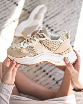 Basket femme beige à lacets - Ruth - Casualmode.fr