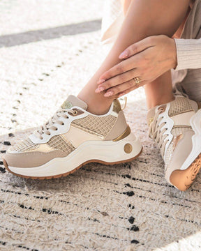 Basket femme beige à lacets - Ruth - Casualmode.fr