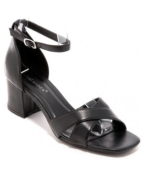 Sandale femme talon carré noir - Flora - Casualmode.fr