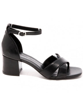 Sandale femme talon carré noir - Flora - Casualmode.fr