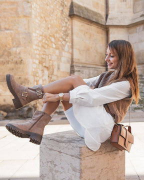 Bottines femme taupe à talon - Bianca - Casual Mode