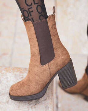 Bottines femme camel à talon - Marie - Casual Mode