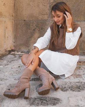 Bottines femme taupe à talon - Louison - Casual Mode