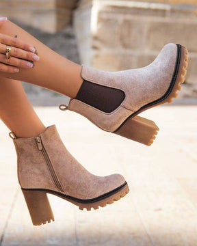 Bottines femme taupe à talon - Bertille - Casual Mode