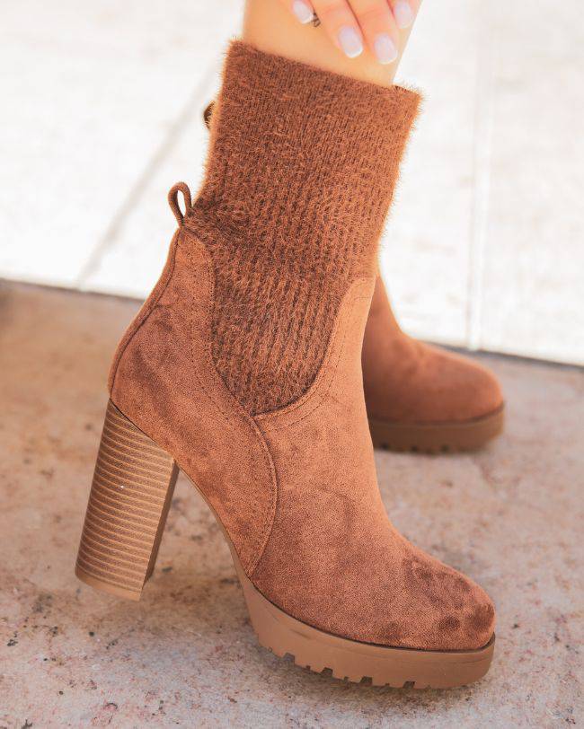 Bottines femme camel à talon - Louison - Casual Mode