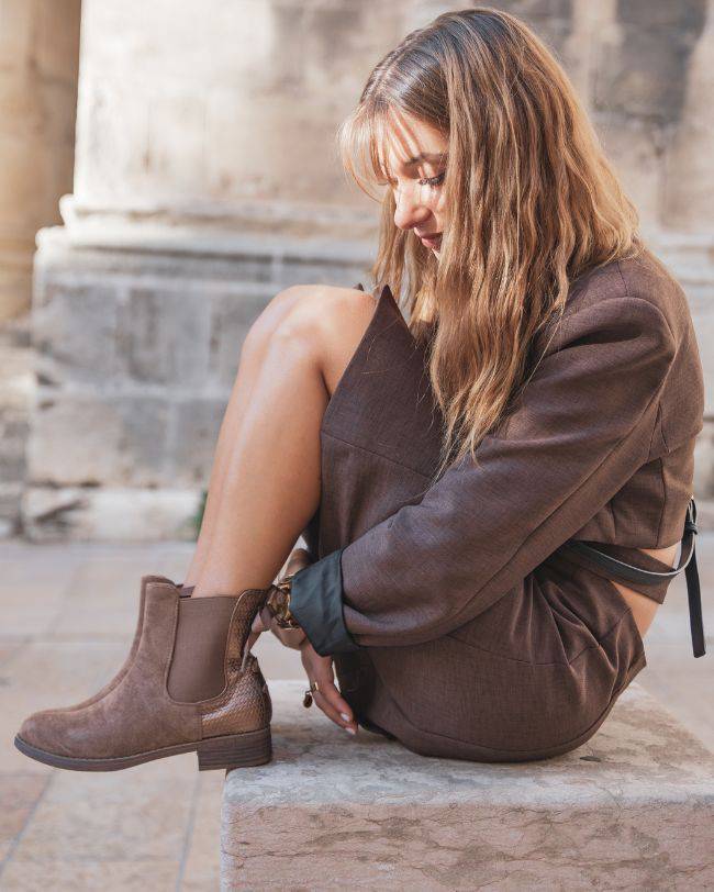 Bottines femme camel ruban - Louane - Casual Mode