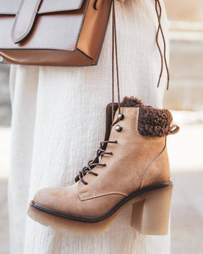 Bottines femme camel rangers à talon - Maiwenn - Casual Mode