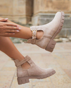 Bottines femme taupe ajourées - Shani - Casual Mode