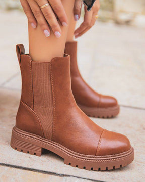 Bottines femme camel semelle crantée - Liora - Casual Mode