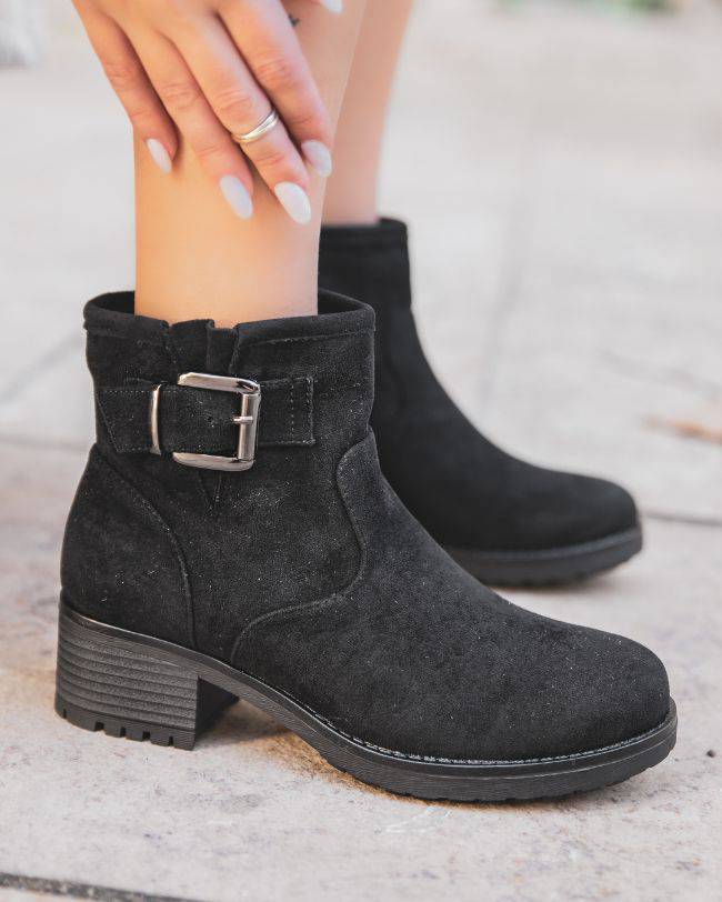 Bottines femme noires en suédine - Albane - Casual Mode