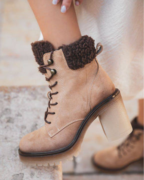 Bottines femme camel rangers à talon - Maiwenn - Casual Mode