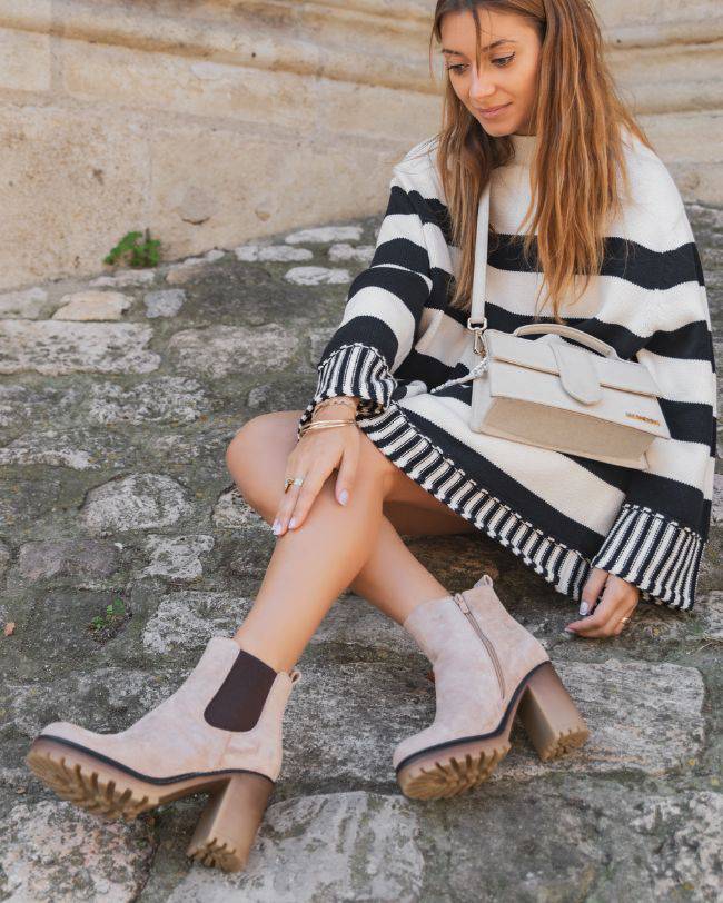 Bottines femme taupe à talon - Bertille - Casual Mode