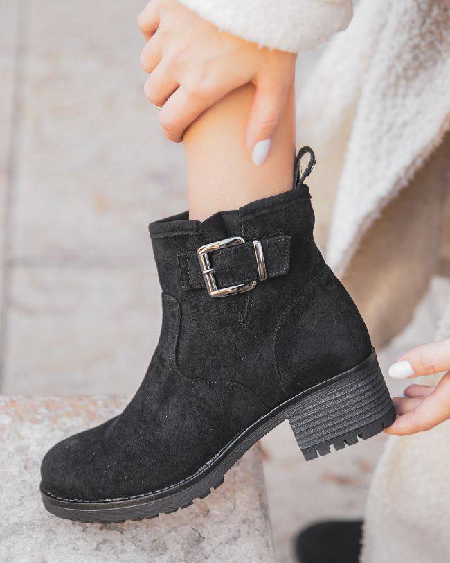 Bottines femme noires en suédine - Albane - Casual Mode