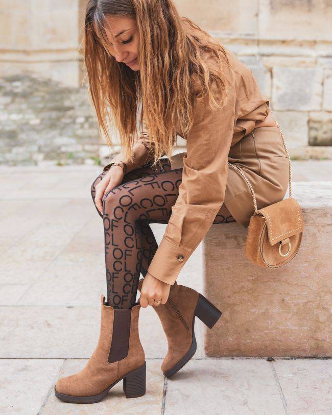 Bottines femme camel à talon - Marie - Casual Mode