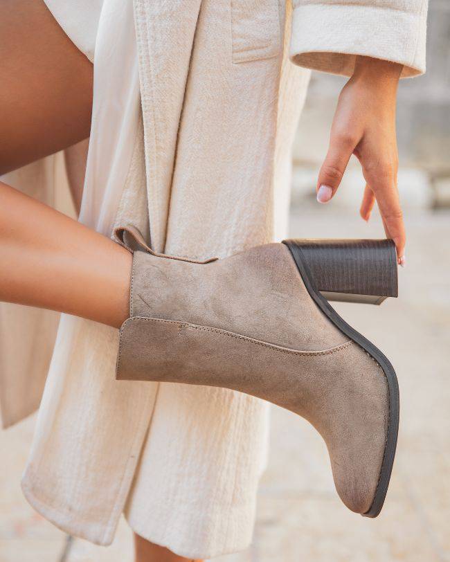 Bottines femme taupe à talons - Olympe - Casual Mode