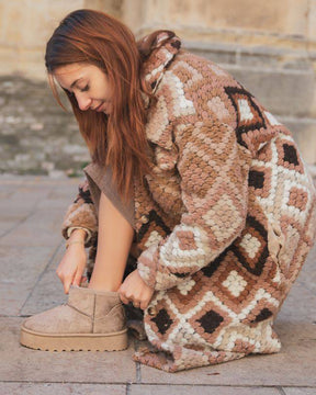 Bottines femme taupe à plateforme fourrées - Alexane - Casualmode.fr