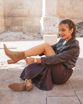 Bottines femme camel à talon - Manon - Casual Mode