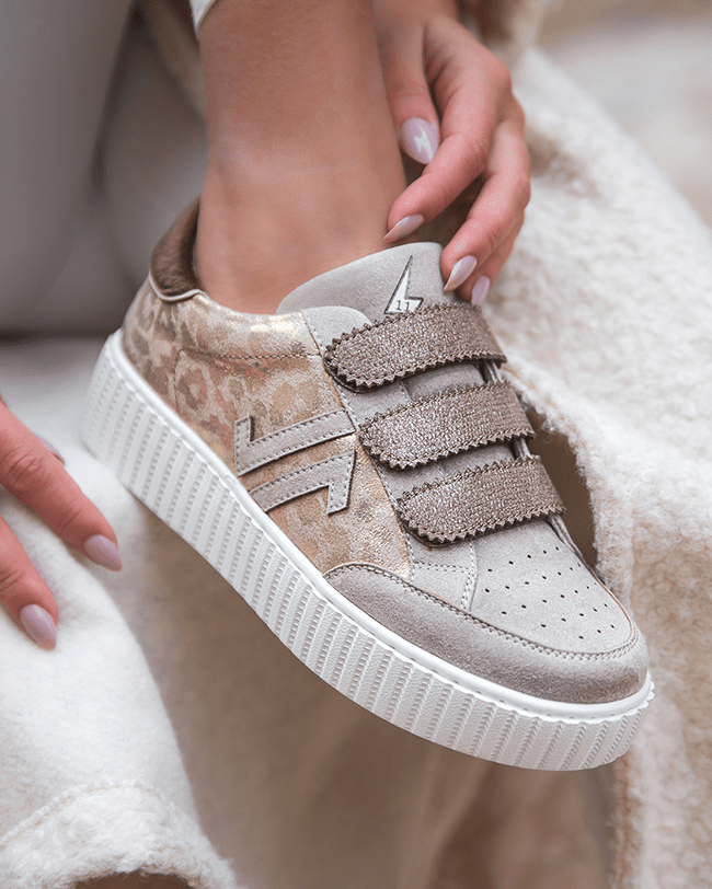 Basket femme taupe creepers à scratch - CL70 TAUPE - Casual Mode