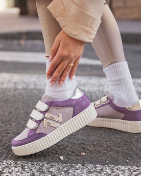 Basket femme violette creepers à scratch - CL73 PURPLE - Casualmode.fr