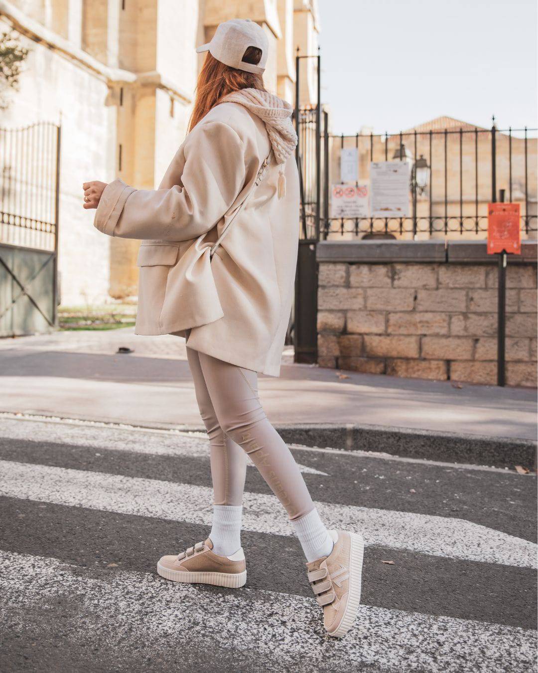 Basket femme beige creepers à scratch - CL73 SNAKE - Casualmode.fr