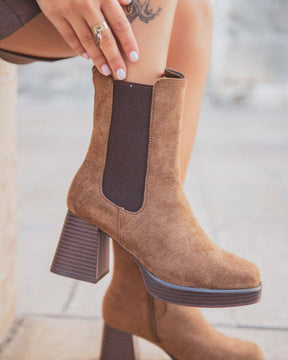 Bottines femme suédine camel - Margaux - Casual Mode