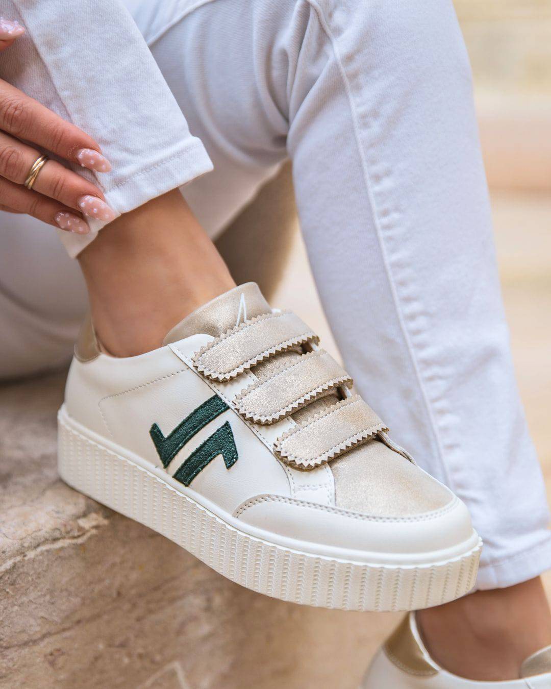 Basket femme taupe creepers à scratch - CL73 GREEN - Casualmode.fr