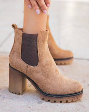 Bottines femme camel à talon - Bertille - Casual Mode