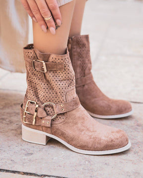 Bottines femme camel à talon - Livia - Casualmode.fr