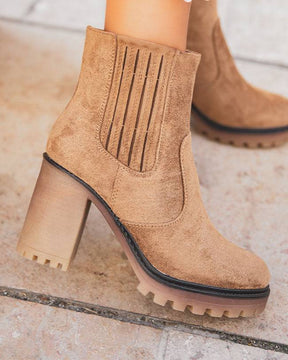 Bottines femme camel à talon - Frida - Casual Mode