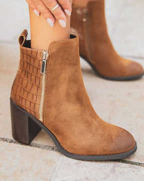 Bottines femme camel à talon - Emilie - Casual Mode