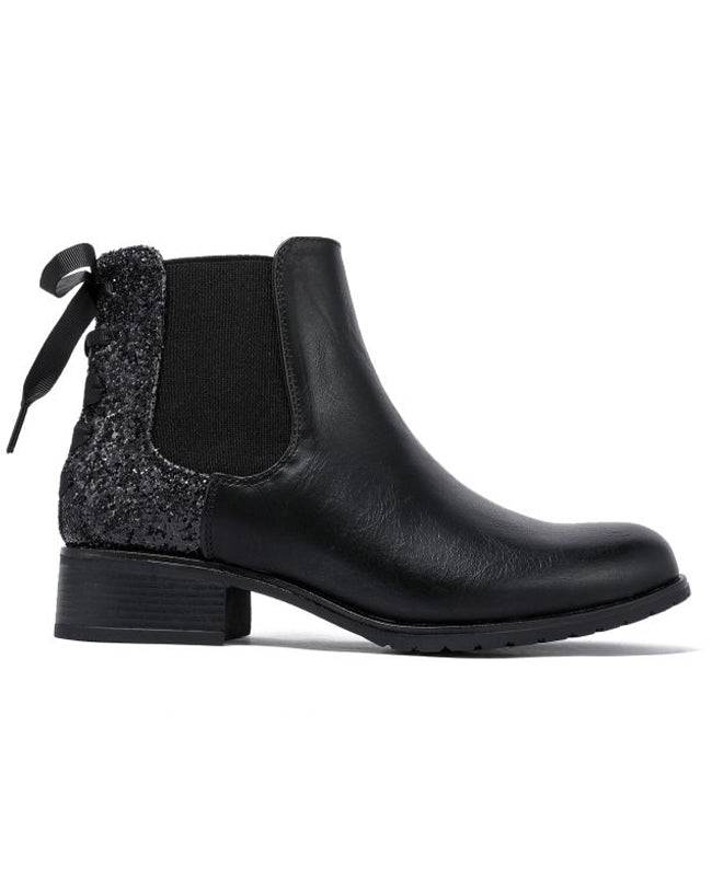 Bottines femme à ruban noires - Chelsea - Casual Mode