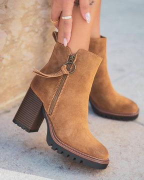 Bottines femme camel à talon - Petra - Casual Mode