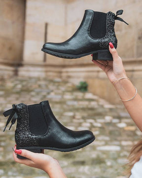 Bottines femme à ruban noires - Chelsea - Casual Mode