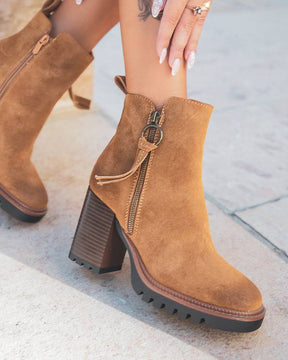 Bottines femme camel à talon - Petra - Casual Mode